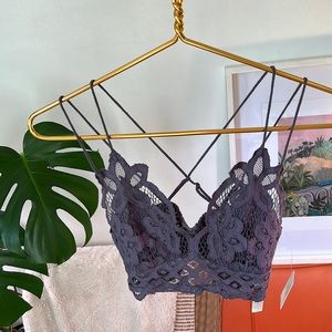 Free People Intimately Small Adella Longline Bralette - Charcoal